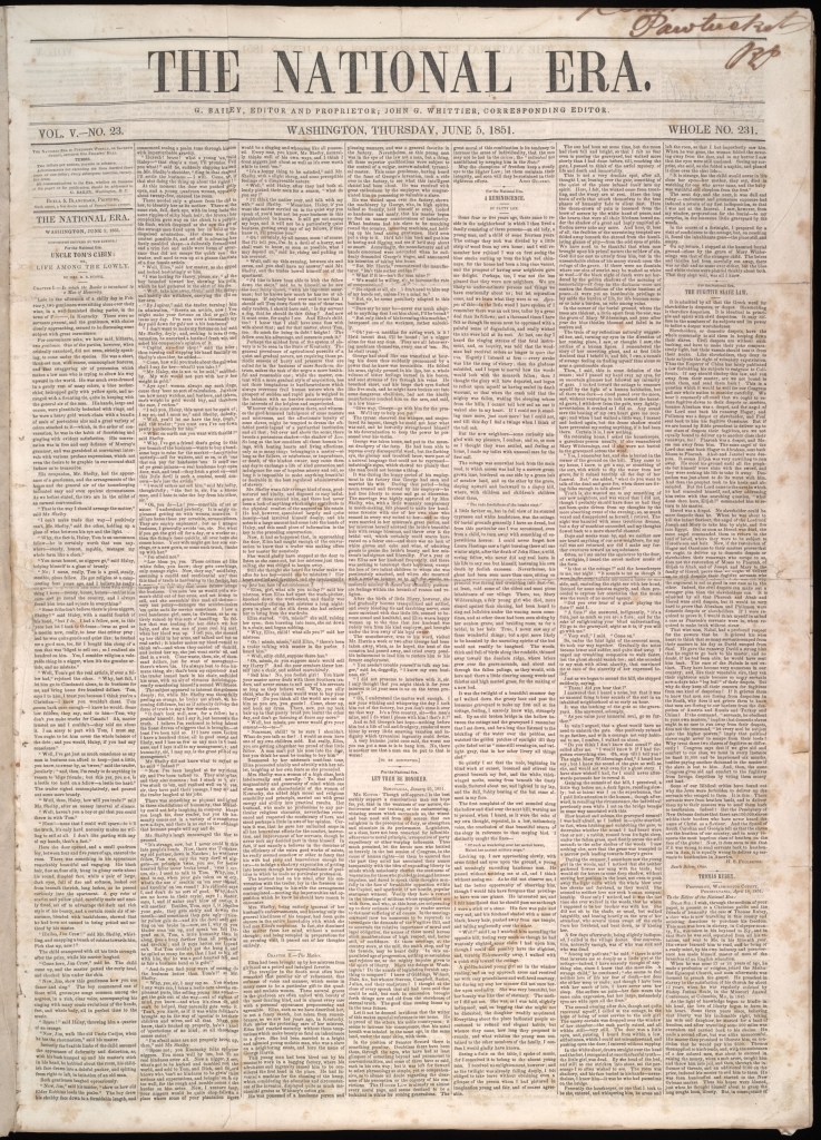 First publication of Uncle Tom's Cabin