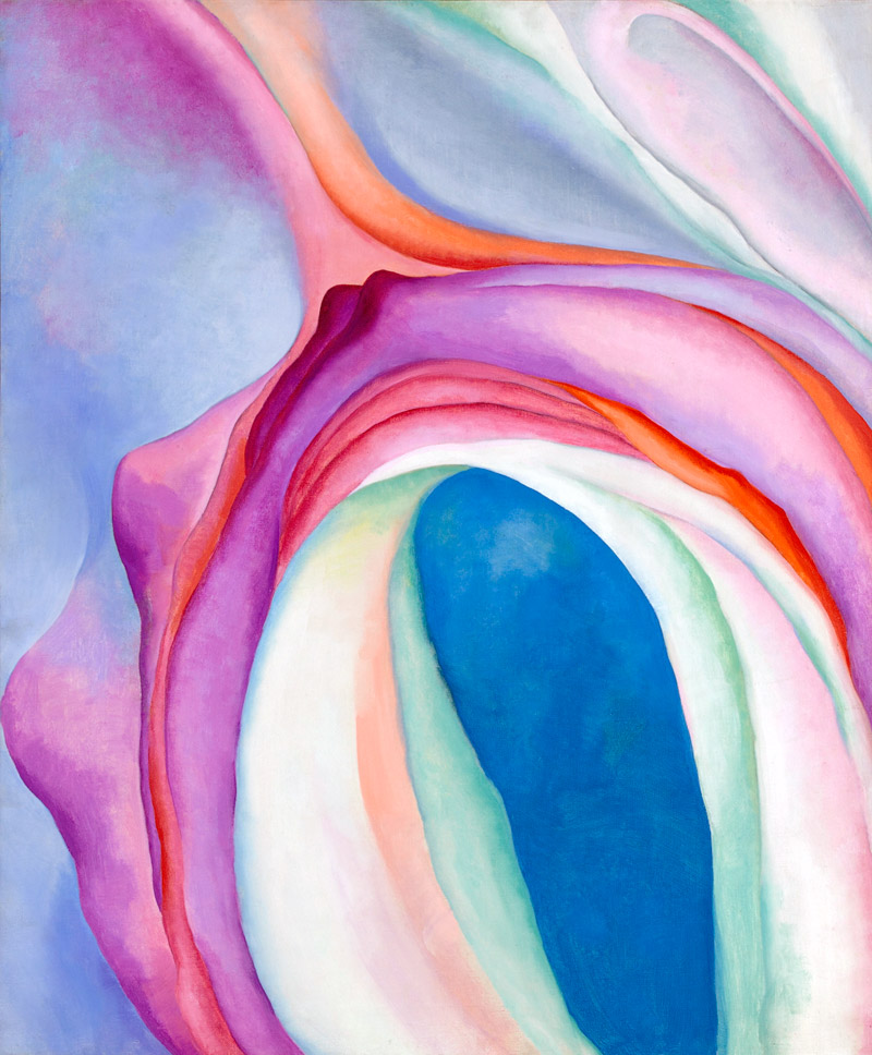 Swirls of pink, blue, white, and green