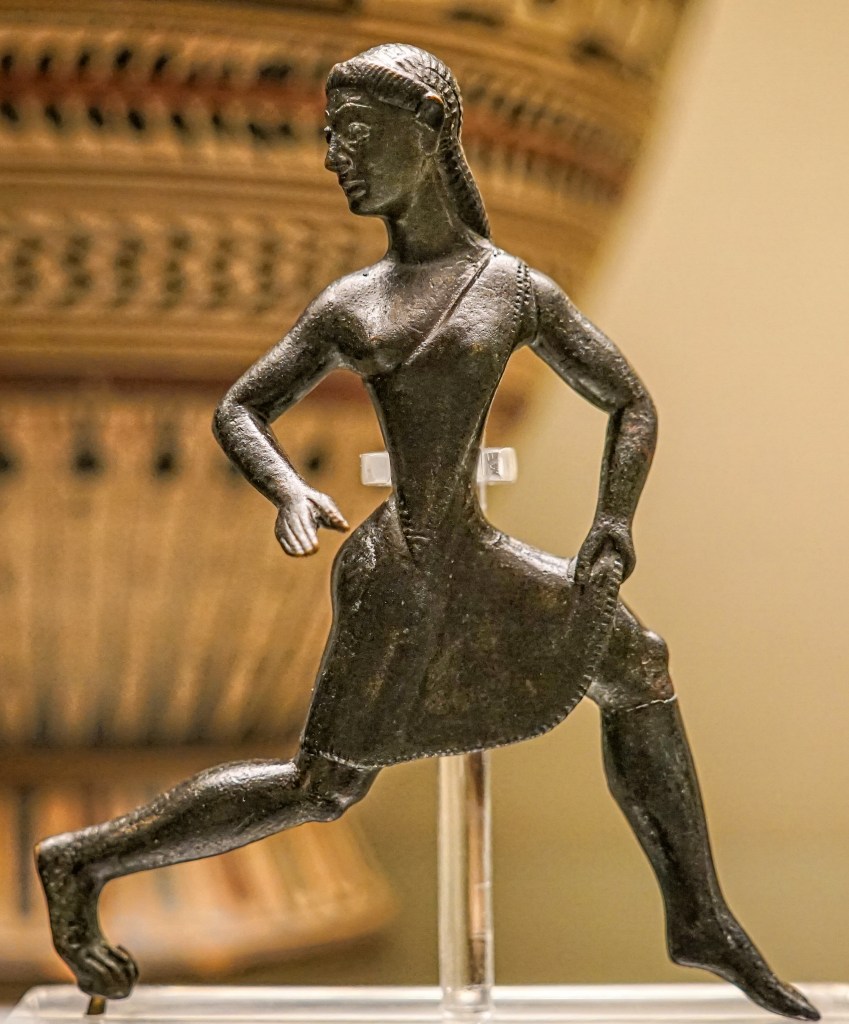 Statue of girl mid-stride